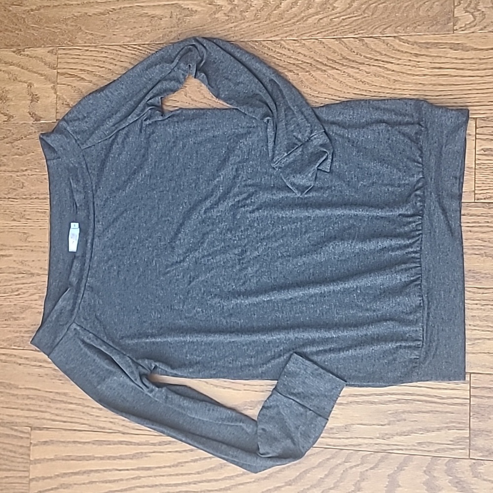 Halife Women's Gray Long Sleeve Boat Neck Off Shoulder Blouse Tops Size S